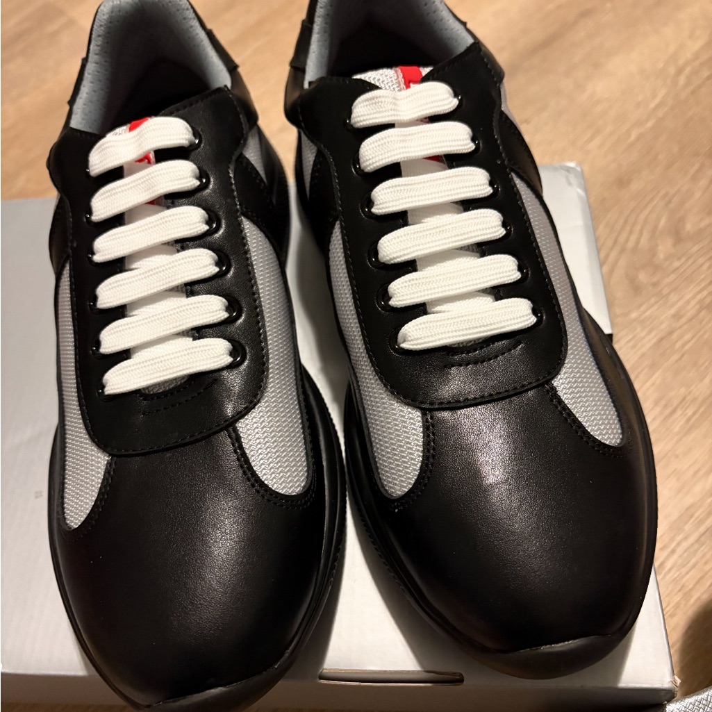 Prada Black, White & Gray Men’s Low-Top Sneakers